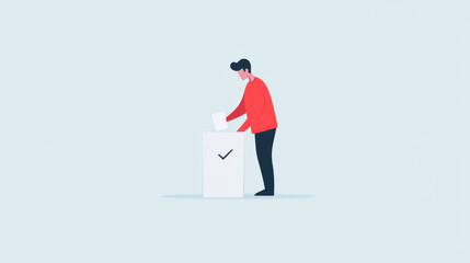 Obraz premium person engaged in voting process, casting ballot into ballot box, symbolizes civic duty and participation in democracy. This illustration captures essence of voting