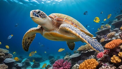 turtle, sea, underwater, ocean, water, reef, animal, diving, reptile, marine, coral, scuba, sea turtle, fish, swimming, green turtle, hawksbill, blue, green, shell, tortoise, wildlife, tropical, natur