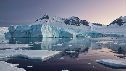 Majestic Glacier Landscape with Blue Ice and Mountains