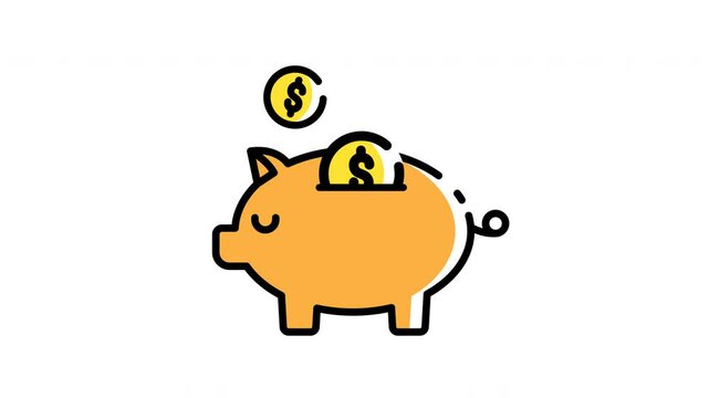 animation of cute piggy bank motion video icon design.