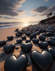 Obraz premium heart shaped stones on beach