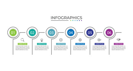 Vector Infographic label design template with icons and 6 options or steps.