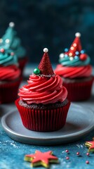 christmas cupcakes with christmas decoration