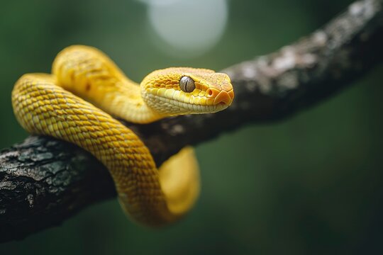 yellow brown snake on a branch , ai