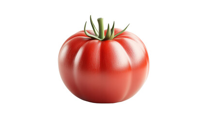 A tomato is shown in a close up on a white background. isolated on transparent background, PNG file