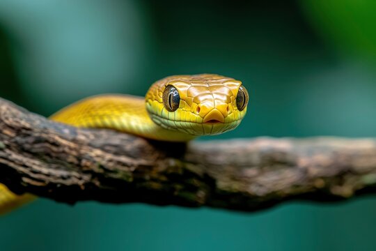 yellow brown snake on a branch , ai