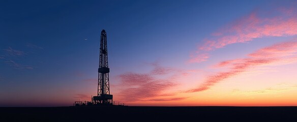 Naklejka premium The Oil Rig at Sunset