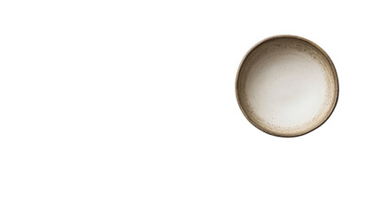 A white bowl with a brown rim sits on a white background. isolated on transparent background, PNG file