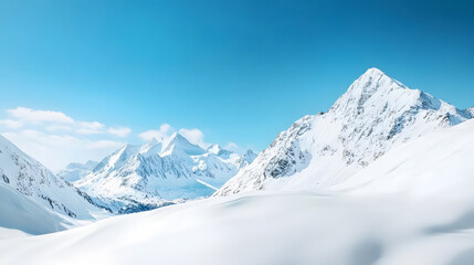 Obraz premium Snow-capped mountains under a clear blue sky winter weather