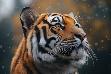Fototapeta premium A cute Tiger staring into nature and has cute eyes