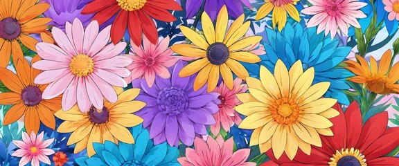 Fototapeta premium Pattern with flowers, background