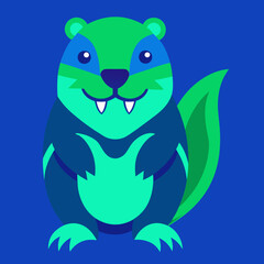 Fototapeta premium Beaver creative vector design green on a white background