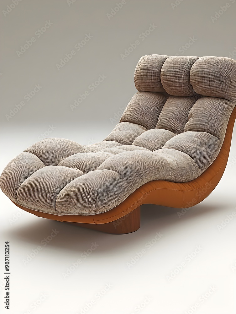Poster visually striking 3d rendered image of a modern minimalist chaise lounge chair with a plush soft cus