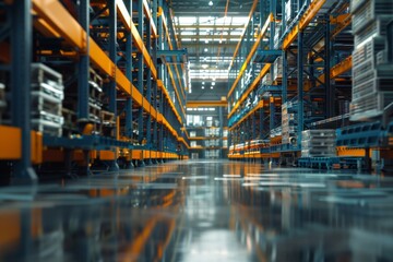 Obraz premium Interior of a high tech innovative warehouse logistics center