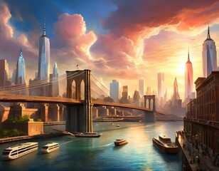 Fototapeta premium New York City, Brooklyn Bridge