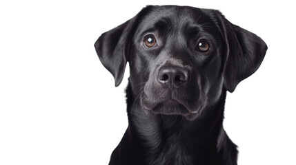 Fototapeta premium A black dog with its head tilted to the side. isolated on transparent background, PNG file