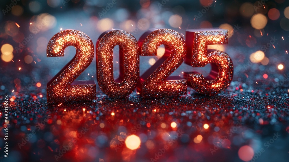 Poster 3d golden numbers 