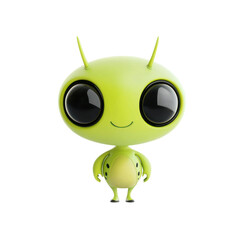 Cute Alien character top view isolate on transparent background