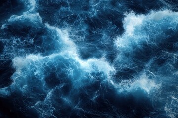 Fototapeta premium Top view perspective, turbulent sea surface, rolling waves, deep sea surface, top view, high-definition