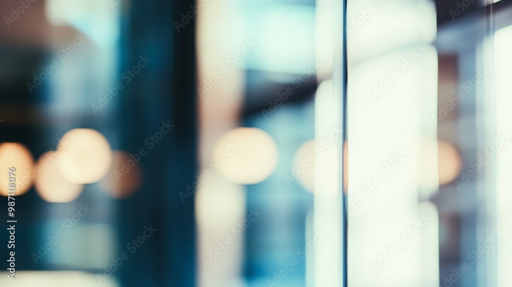 Poster abstract blurred background of a modern office interior with soft, warm light. perfect for creating 