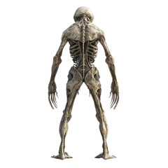 Alien character 3D generate back view isolate on transparent background