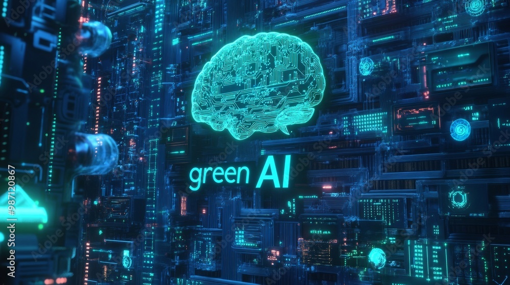 Poster a futuristic and high-tech background with the words 