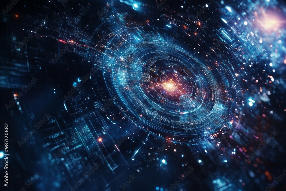 Aufkleber a futuristic background showcasing the intersection of science fiction and real space research. inco