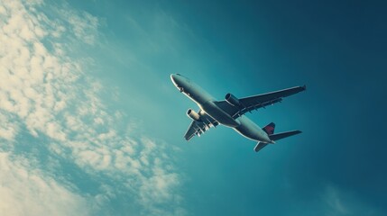 Airplane Taking Off in a Cloudy Sky