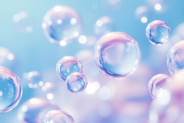 Transparent blue and white gradient Gel background or pattern with light blue lights. Gel blue background Virus protection or facial moisturizing cosmetics concept. Long banner, ai