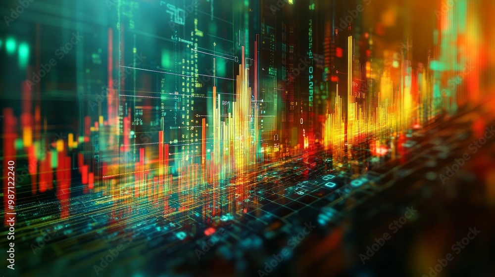 Poster a high tech graphic image of a stock rising in value, ai generative