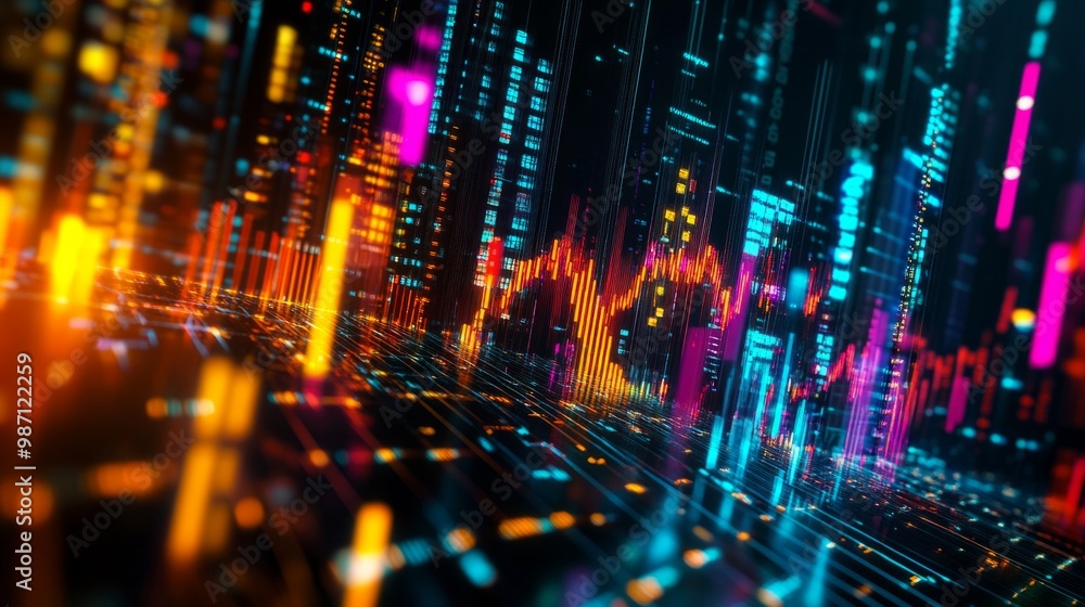 Poster a high tech graphic image of a stock rising in value, ai generative