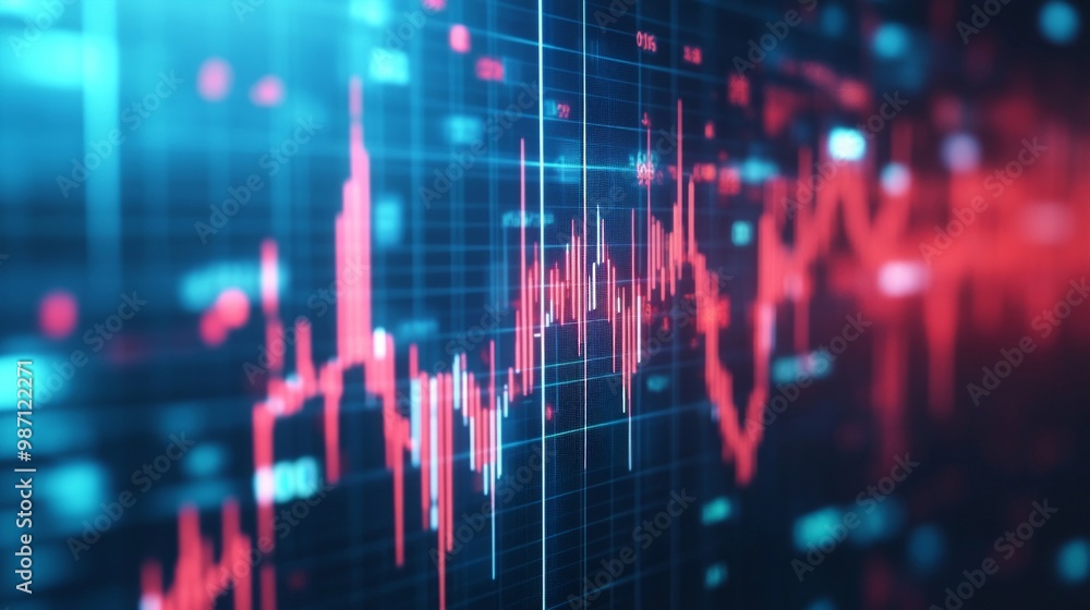 Poster a high tech graphic image of a stock rising in value, ai generative