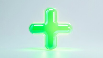 Obraz premium a hyperrealistic 3D render of a glowing green pharmacy plus sign, in the style of cinema 4D, AI Generative