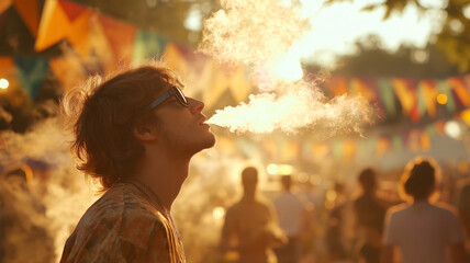 Vaping at a summer music festival