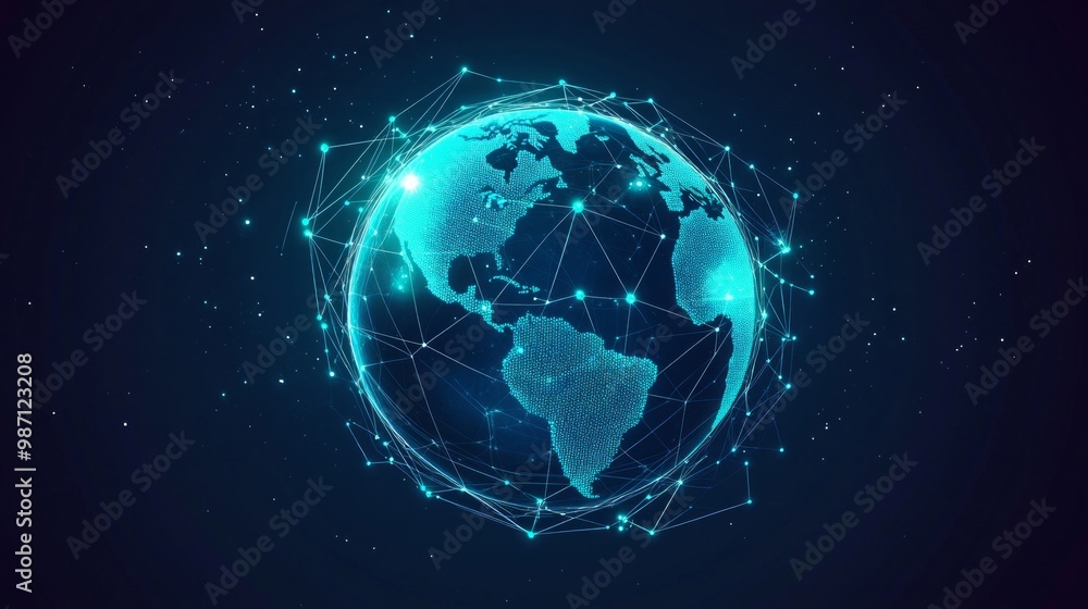 Aufkleber a logo illustrating a glowing globe with a network of interconnected knowledge points, lime color li