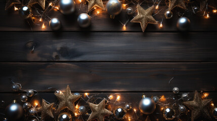 Naklejka premium Christmas crafted decoration on wooden background.