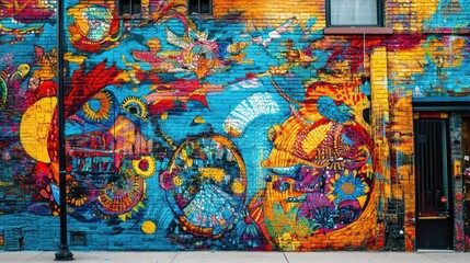 Vibrant Street Art on Brick Wall