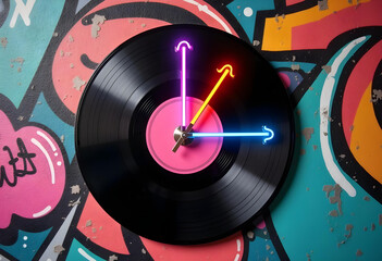 Wall Clock Made from an LP Vinyl Record Disc Music Lover Vintage Time Vibes
