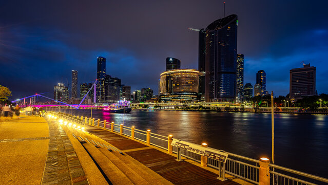 Brisbane, QLD, Australia - Sep 21, 2024: City skyline at night