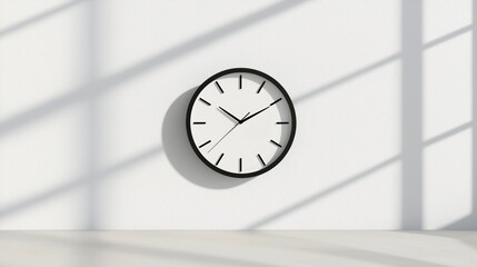 Minimalist Wall Clock in Sunlight - Black and White Fine Art