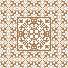 National Islamic Seamless gold pattern Arabesque. Islamic pattern of the nomads of Kazakhstan, Kyrgyzstan, Mongolia, Moroccan,Turk. For ceramic, azulejo tile, border, sandblaster, Patchwork