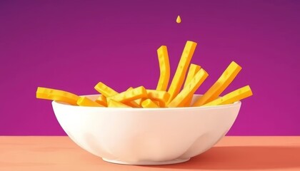 Cheese Fries in a White Bowl	
