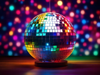 Fototapeta premium disco ball on a red,Ai generated 