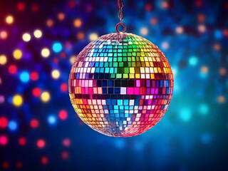 Obraz premium disco ball with lights,Ai generated 