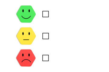 Emotion face symbol on Green, yellow and red wooden blocks, Consumers Show Satisfaction Rating concept by evaluating business success. Services and products and Customer Engagement, Quality Assessment