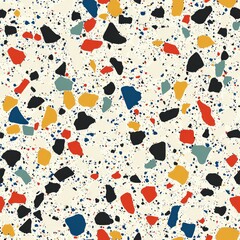 Colorful Geometric Terrazzo Flooring Pattern with Natural Stone Chips for Tiling