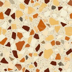 Vintage Terrazzo Flooring Pattern in Warm Brown Palette for Seamless Tiling