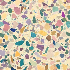 Elegant Iridescent Terrazzo Flooring Pattern with Natural Stone Chips in Seamless Repeat for Tile Design