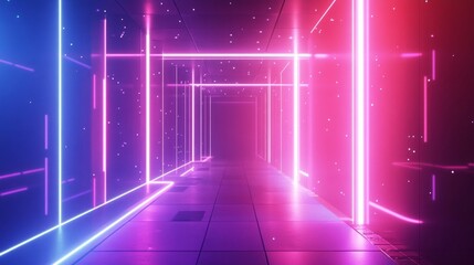 Fototapeta premium A neon colored tunnel with a pink and blue glow