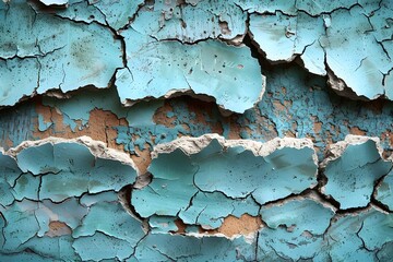 Obraz premium Chipped Blue Paint on Textured Wall - Vintage Decay, Rustic Background for Artistic Design